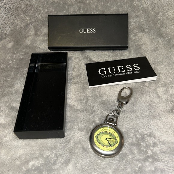 Guess Indiglo Silver Tone Multicolored Dial‎ 44mm Quartz Analog Pocket Watch E2 - Picture 1 of 5